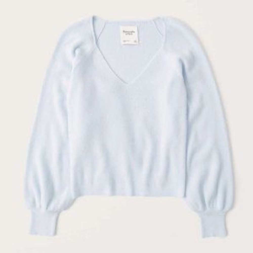Abercrombie Light Blue Puff Sleeve Sweater